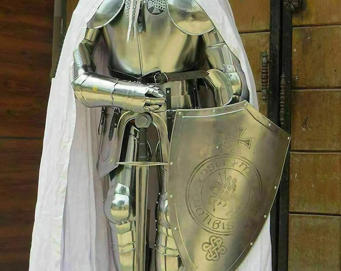 Wearable Knight Templar Armor Suit | Crusader Costume, Sword Included