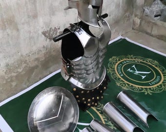 Spartan Warrior Full Costume Set, Steel Muscle Armor, LARP Halloween Wear