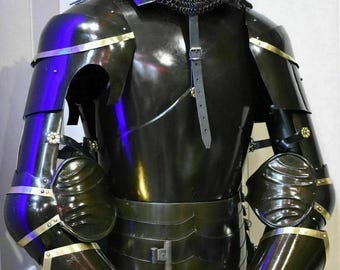 Medieval Knight Full Suit of Armor – Black Wearable Body Armour Costume | Crusader Combat Armor