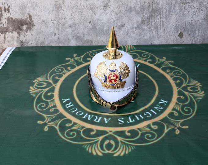 Handmade Leather Pickelhaube Helmet | Prussian Military Replica