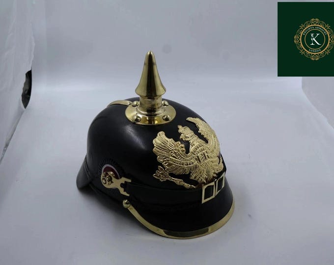 German Pickelhaube Helmet | Leather Prussian Spiked Replica