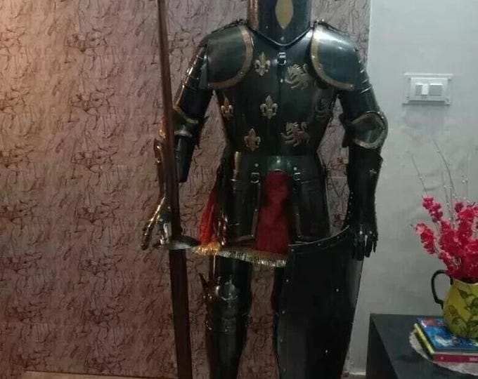 Handmade Templar Knight Suit of Armor | Wearable Crusader Costume, Reenactment Decor