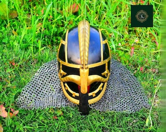 Valsgärde Viking Helmet | 18G Steel, Chain Mail, LARP Armor
