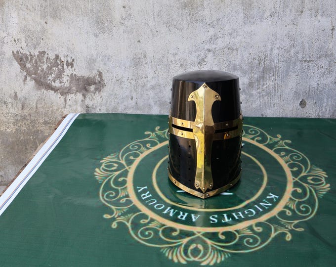 Medieval Templar Knight Helmet – Handmade Wearable Crusader Armor for LARP, Cosplay & Halloween