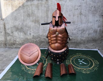 Spartan Armor Set | Copper Finish Muscle Jacket, Helmet, & Guards
