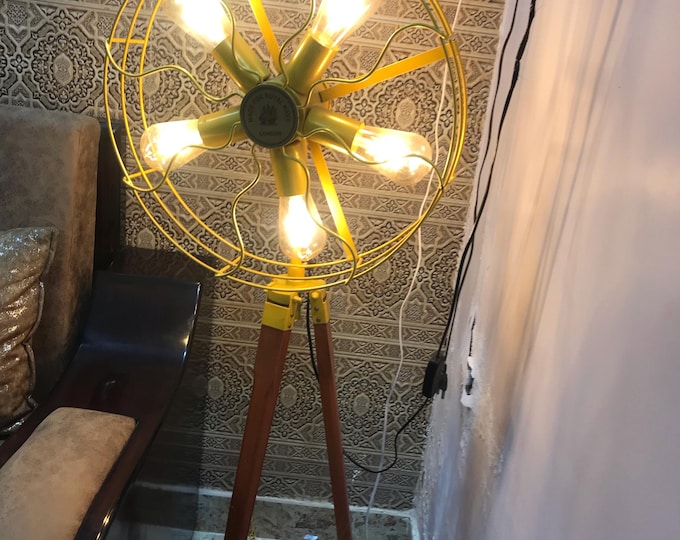 Industrial Fan Tripod Floor Lamp – Royal Navy London, Vintage Handmade Lighting