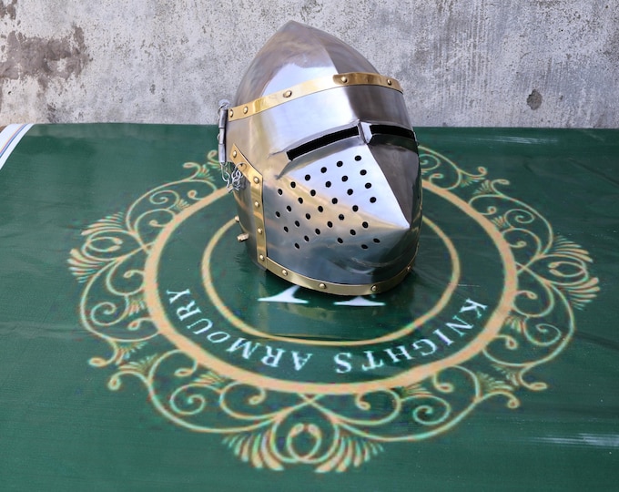 Pig Face Bascinet Helmet | 18 Gauge Steel, Wearable Knight Armor