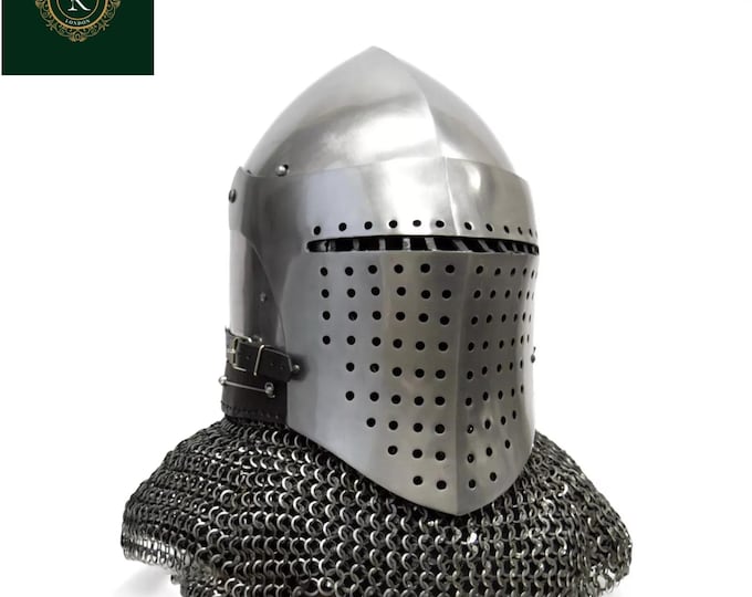 Handmade 18G Steel Spoleto Bascinet Helmet – Medieval SCA Combat LARP Armor