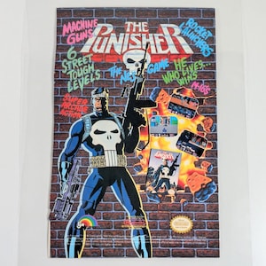 The Punisher NES Vintage Ad 1990 – Super Arcade Action Video Game Advertisement for Nintendo Entertainment System & LaserScope Wall Hang