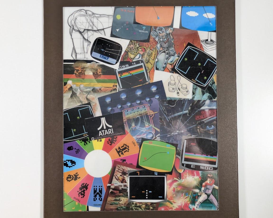 Collage enmarcado de Atari 2600: combate, asteroides, Berzerk, joystick, juegos retro - Arte fotográfico - Hecho a mano
