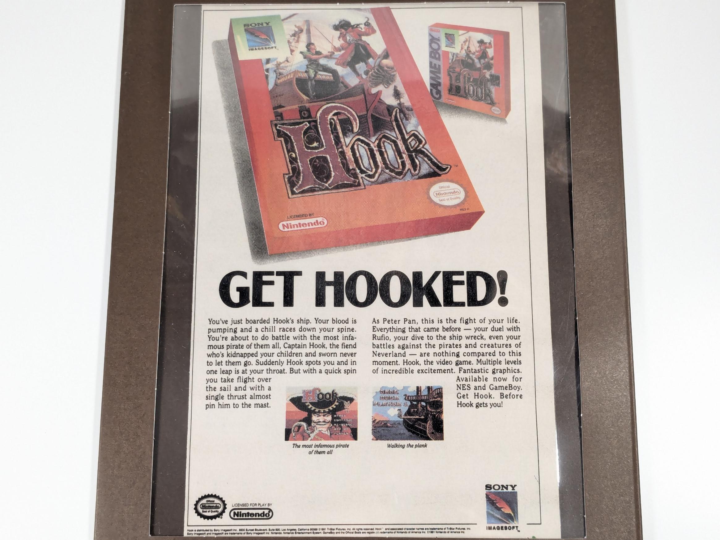 Hook Game Ad Vintage 1991 Framed from Comic for Nintendo NES and Game Boy  by Sony Imagesoft Laminated Artwork
