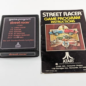 Street Racer For Atari 2600 Game and Manual/Instructions - Tested/Works - Retro, Vintage and Classic