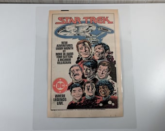Star Trek DC Comics Advertisement - Laminated From Original Atari Force Comic - Kirk Spock - Vintage Retro Wall Hang Display
