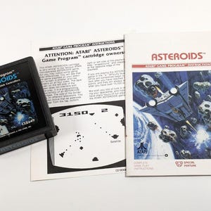 Asteroids Game and Manual For Atari 2600 Includes Attention Atari Asteroids Owners Sheet - Tested/Works - Classic, Vintage, Retro - Combined