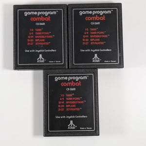 Lot of 3 Atari 2600 Combat Game Cartridges for Homebrew, Art, Custom Games, or Replacement Parts - Shells - Combined Shipping