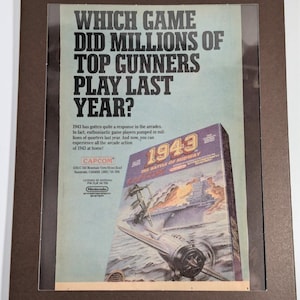 1943 The Battle of Midway Nintendo NES Capcom Game Ad - Framed Vintage 1988 12x9 Art Display - Combined Shipping