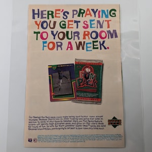 Vintage 1993 Framed Laminated Upper Deck Fun Pack Ad Featuring Ken Griffey Jr - Baseball Card Retro Wall Art Decor