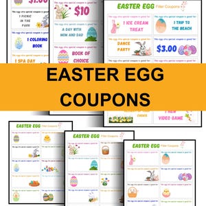 Easter Egg Coupons, Easter Egg tokens for kids, Easter egg filler, Reward coupon for kids, Easter egg rewards, Egg hunt, Egg hunt prize