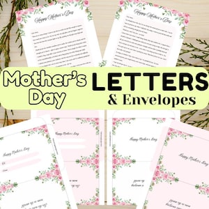Carta del día de la madre, cartas y sobres del día de la madre, carta digital para el día de la madre, regalo de último minuto para el día de la madre, carta sincera para mamá