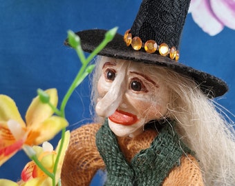 OOAK Art Doll,Witch Doll,A Romantic Witch,Handmade Doll,Decorative Doll,A Witch In Love,Art Doll,Witch With Flower,Art Witch Gift For Friend