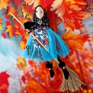 Witch, Kitchen Witch Doll, Good Luck Witch, Kitchen Hag, Witch With Flower, Hanging Witch Doll, Home Peacekeeper, Witch Doll Gift For Friend