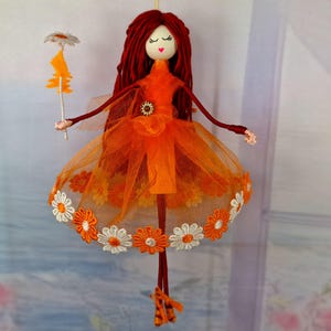 Ballerina Fairy Doll, Handmade Fairy Doll, Flower Fairy Figurine,Ballerina Ornament,Home Decor,Floral Fairy Dress,Fairy Tale Fairy Doll Gift
