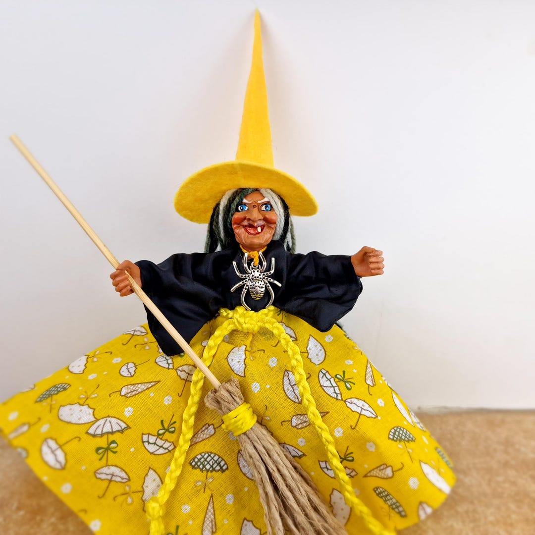 KITCHEN WITCH DOLL, Yellow Witch Doll, Good Luck Kitchen Witch Doll ...