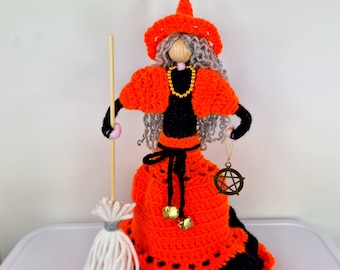 Bright Fire Witch Doll,Handmade Doll,Kitchen Decor,Lucky Witch,Magic Talisman,Home Protection From Evil Spirit,Knitted Witch Gift For Friend