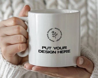 Maquette de tasse Cozy Hands, modèle d&#39;affichage de boissons chaudes et invitantes, fichier PSD Photoshop