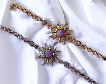 Tangled Rapunzel Sunset Bracelet, Purple Zirconia Star Bracelet, Princess Jewelry, Gold Sun Bracelet, Tangled Sun Bracelet, Gifts for Her
