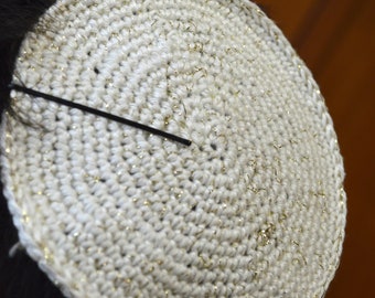 White Shimmer Kippah