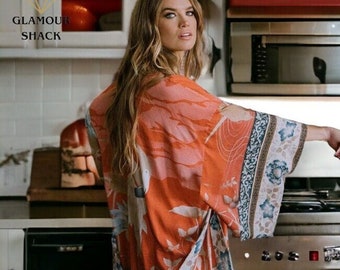 Long Kimono Robe For Women With Bohemian Style | Unique Boho Kimono Robe Cardigan For Women | Gift For Mom