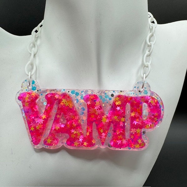 Chunky Statement Resin Necklace, VAMP, Maximalist Jewellery, Handmade Wearable Art, Festival Fashion, Designer, Jewellery for Ravers