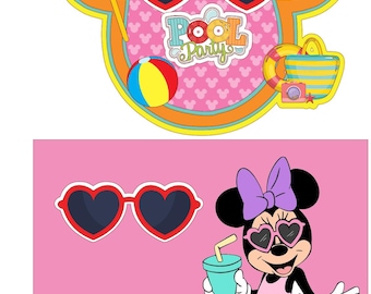 Minnie Mouse Pool Party Digital Cake Topper / Cake Topper in .studio3 format / Only for Silhouette Studio