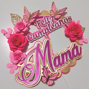 Alles Gute zum Geburtstag Mama Digital Cake Topper / .studio3 Datei / Nur für Silhouette Studio