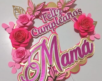 Happy Birthday Mom Digital Cake Topper / .studio3 File / Only for Silhouette Studio