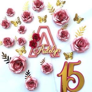 Cake Topper Letra  para 15 años Archivo para Corte/ Adorno para Dulce Letra A SVG / Archivo Digital para Cameo (Silhouette Studio)