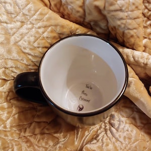 You&#39;ve been poisoned bye mug cup altered china coffee cup gift custom skull matte black poison cup message at bottom Murderino