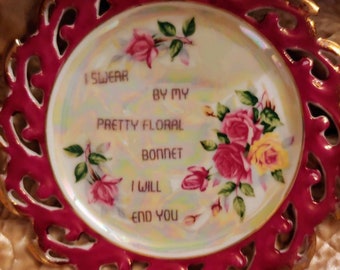 I swear by my pretty floral bonnet I will end you firefly upcycled serenity rose iridescent plate wall art captain malcolm