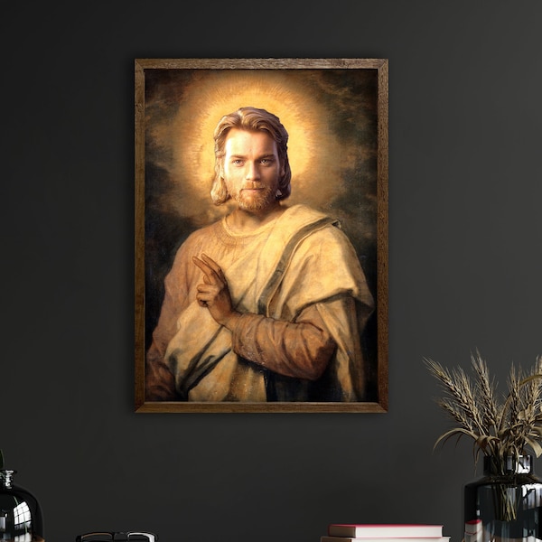 Décoration d'art murale sur toile Jésus, Obi Wan Kenobi, affiche de style peinture à l'huile Jésus de l'espace, impression haute qualité, Ewan McGregor