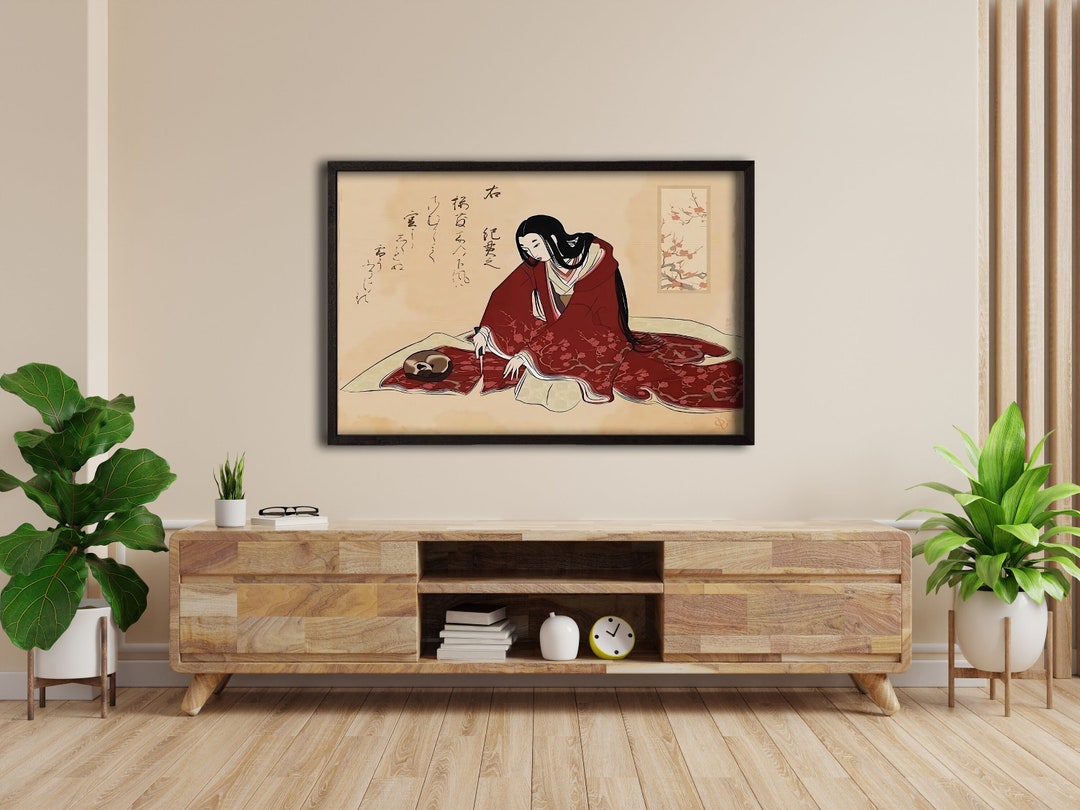 Geisha With Cat Cutting Kimono FINE ART PRINT, Art Canvas,japanese Art ...
