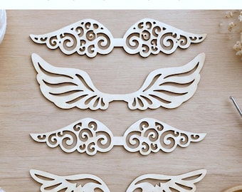 Angel wings laser cut file for macrame set of 4 wooden scrapbooking holiday craft parts