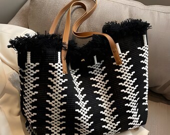 Gehaakte draagtas, schoudertas dames, oversized zomertas, stijlvolle Boho portemonnee, trendy strandtas, Boho tas met franjes, handgemaakte tas, cadeau haar