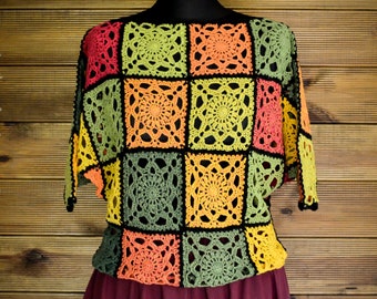 Boho crochet blouse made of squares