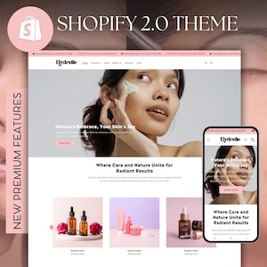 Skincare Shopify Theme, Cosmetics Shopify Template, Minimal Clean Shopify Pink Beauty Theme, Elegant Shopify Theme, Skincare Business Store