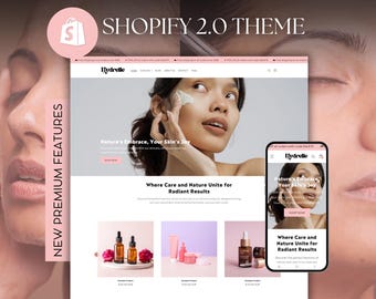 Skincare Shopify Theme, Cosmetics Shopify Template, Minimal Clean Shopify Pink Beauty Theme, Elegant Shopify Theme, Skincare Business Store
