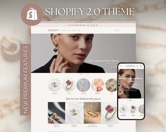 Sieraden Shopify-thema, premium Shopify-sjabloon, minimaal schoon Shopify beige juweelthema, elegant Shopify-thema, esthetische websitesjablonen