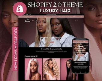 Luxury Hair Shopify Theme, Aesthetic Hair Stylist Shopify Template, Human Hair Wigs Store, Hair Extension Shopify, Beauty Business Website