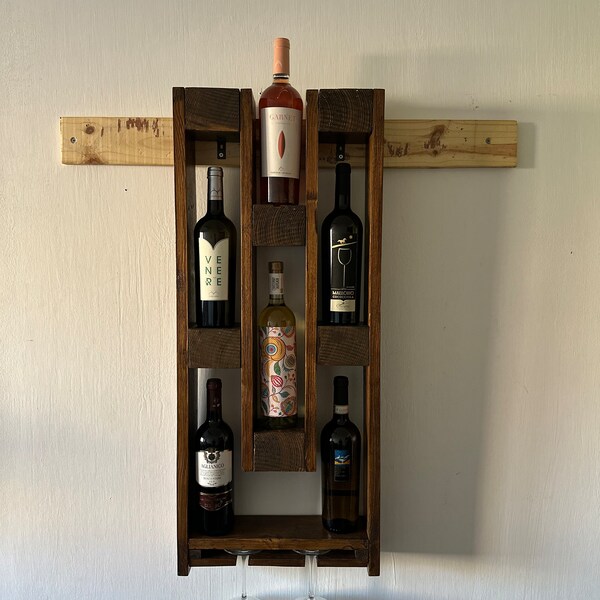 Torre Portabottiglie Verticale in Legno di Pallet, Soluzione Salvaspazio Elegante per Amanti del Vino, Design Eco-Sostenibile