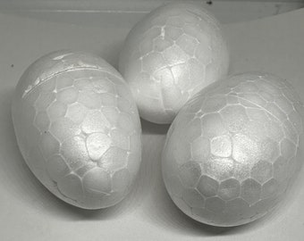 3 white unpainted Easter eggs for crafting modelling decoration